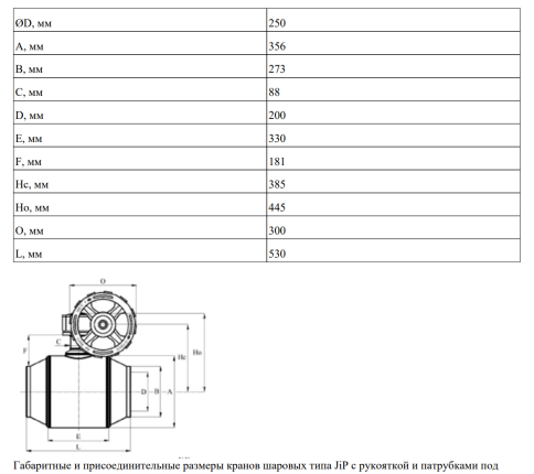 Кран шаровой приварной DN250 JIP Premium WW/G  ГОСТ PN25 ручной редукторный привод (065N0161G), Danfoss фото 2